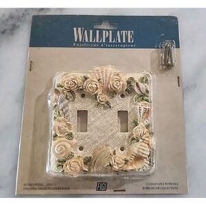 Vintage 1999 FIGI SPD-115 Shells Double Wallplate Light Switch Cover Handpainted
